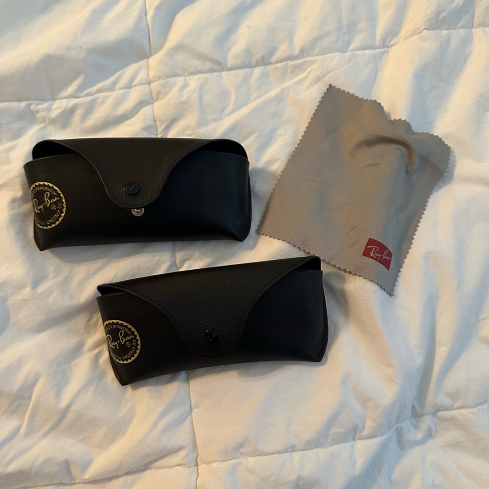 Two Ray-Ban eyewear cases & cleaning cloth